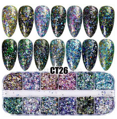 Glitter Flocken Folien Set 12 Farben