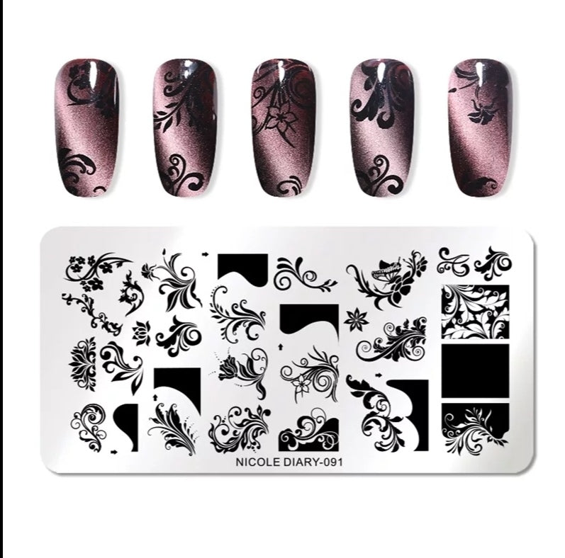 Stamping Platte Schablone Ornamente ND091