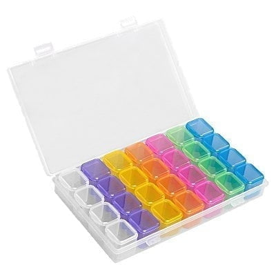 Box for nail art with 28 compartments (colored)