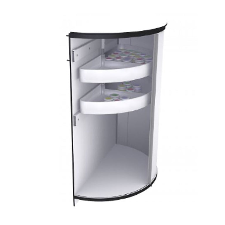 Nail table with 2 semi-circular extension cabinets with 2 pull-out swivel shelves, model "FantasTisch"