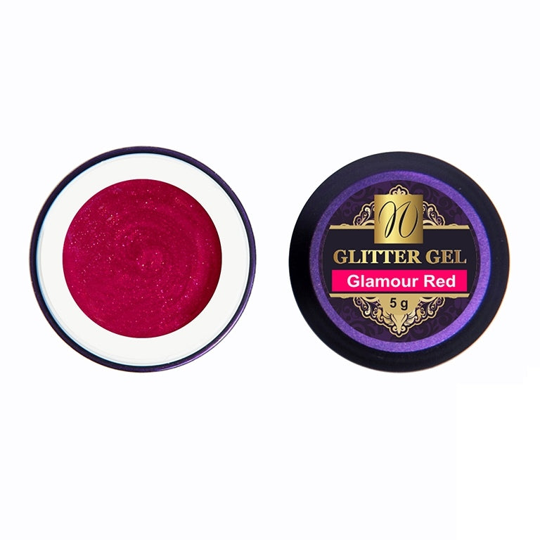 Гель для ногтей с блестками "Glamour Red" 5мл