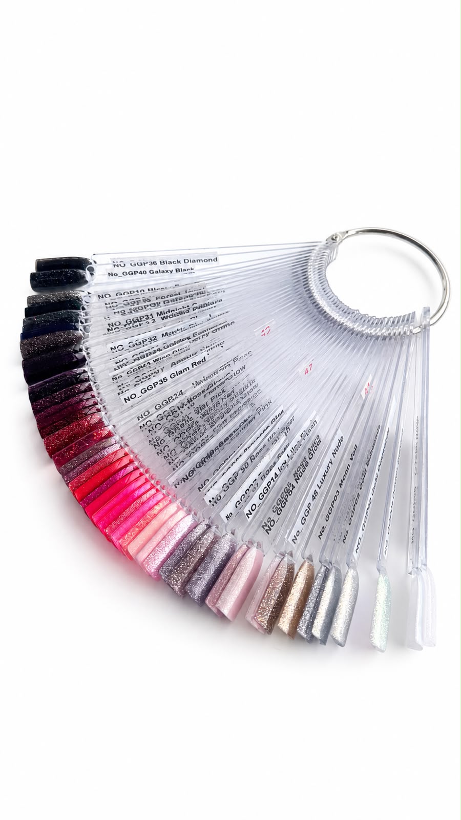 ColorChart leihen oder kaufen von Nogtika Glitter Gel Polish 55 Farben