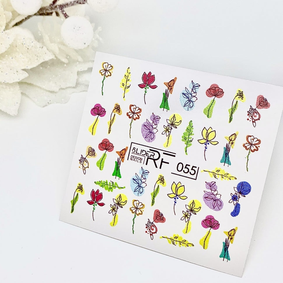 Sticker Design RF055 Blumen (водорастворимые наклейки) Слайдер