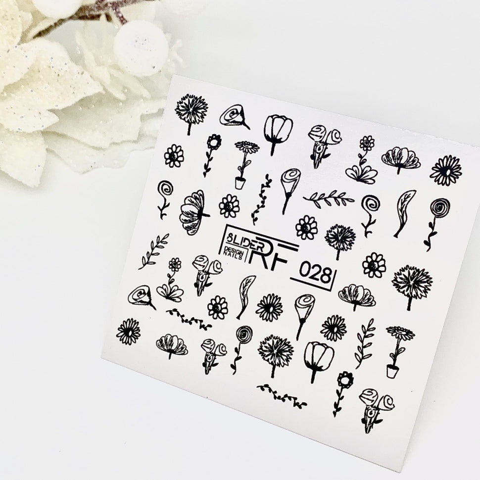 Sticker Design RF028 Flowers (Water-soluble Stickers) Slider