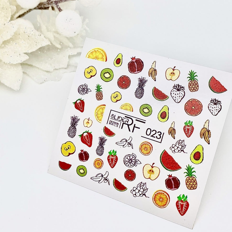 Sticker Design RF023 Фрукты (водорастворимые наклейки) Слайдер