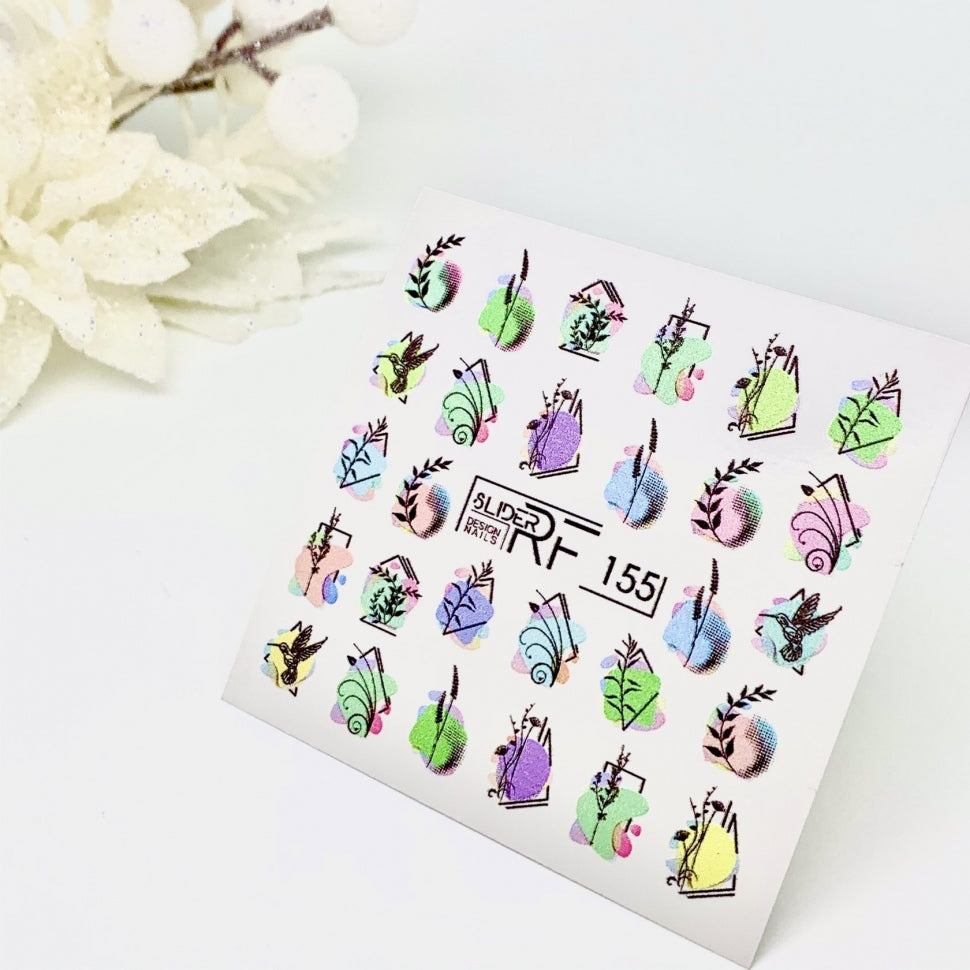 Sticker Design RF155 Листья (водорастворимые наклейки) Слайдер
