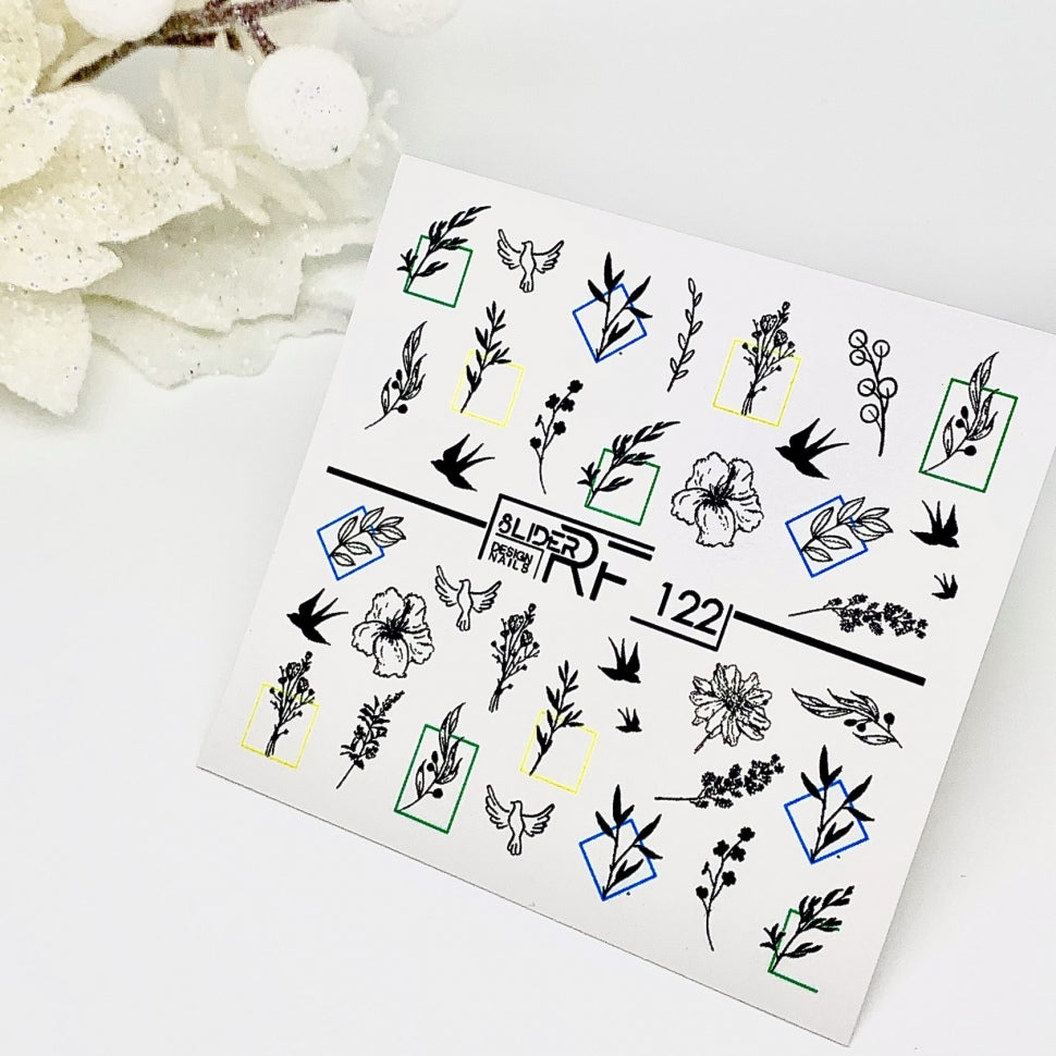 Sticker Design RF122 Flamingo/Leaves (Water-soluble Stickers) Slider