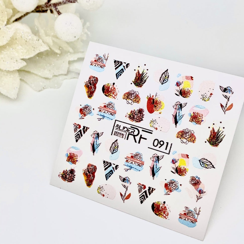 Sticker Design RF091 Flowers/Leaves (Water-soluble Stickers) Slider