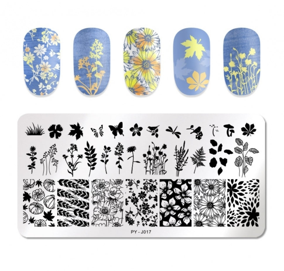 Stamping Plate Stencil Flowers PY-J017
