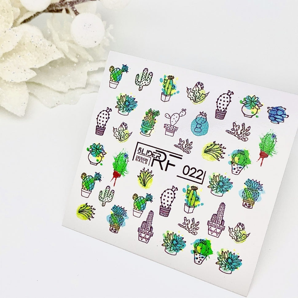 Sticker Design RF022 Кактус (водорастворимые наклейки) Слайдер