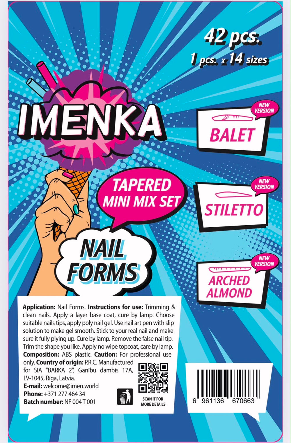 Верхние формы для наращивания "Tapered Mini Mix" 140 шт. от Imenka