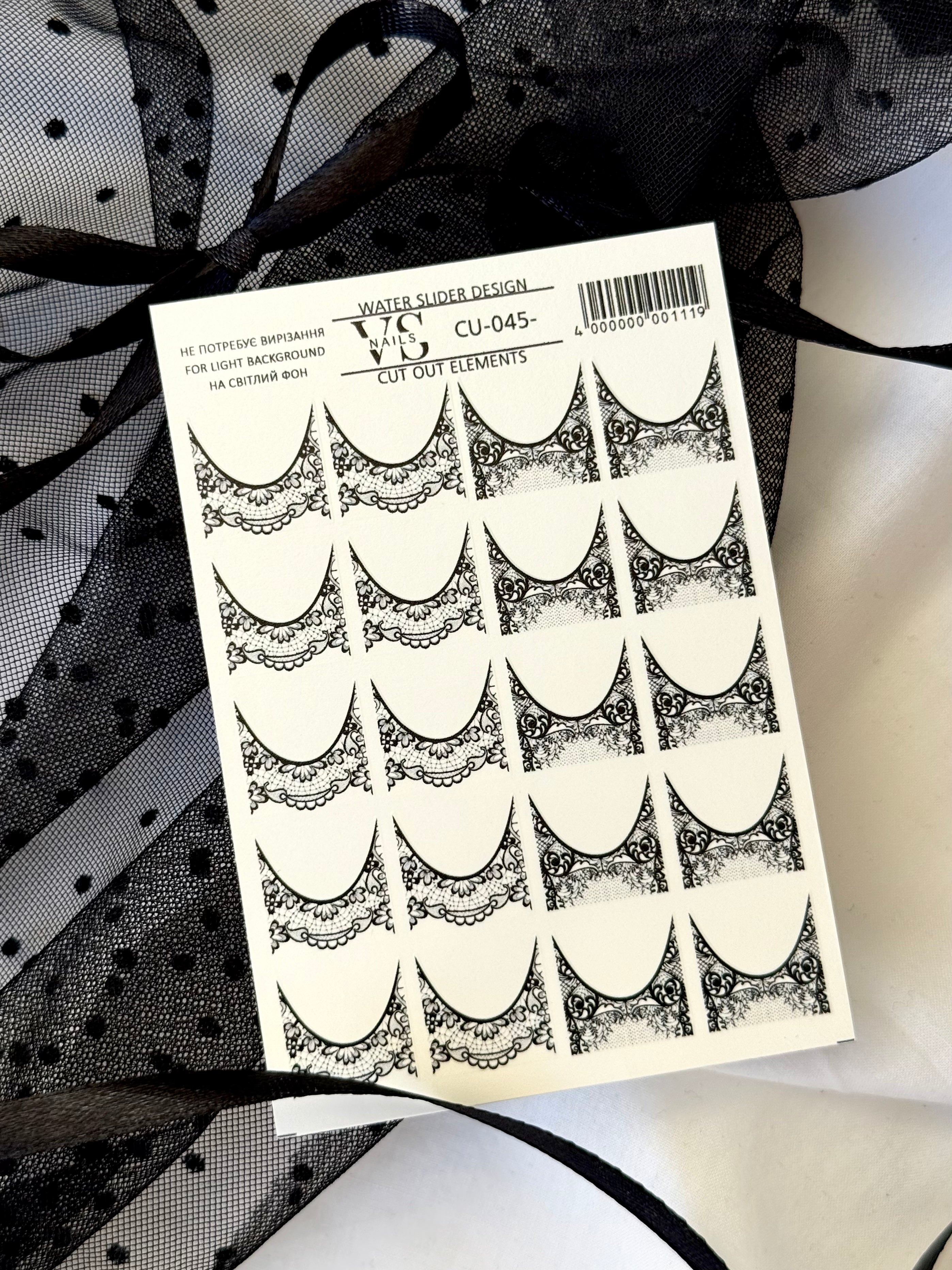 Slider CUT OUT ohne Ausschneiden Lace (Wasserlösliche Aufkleber) CU-045 von VS Nails