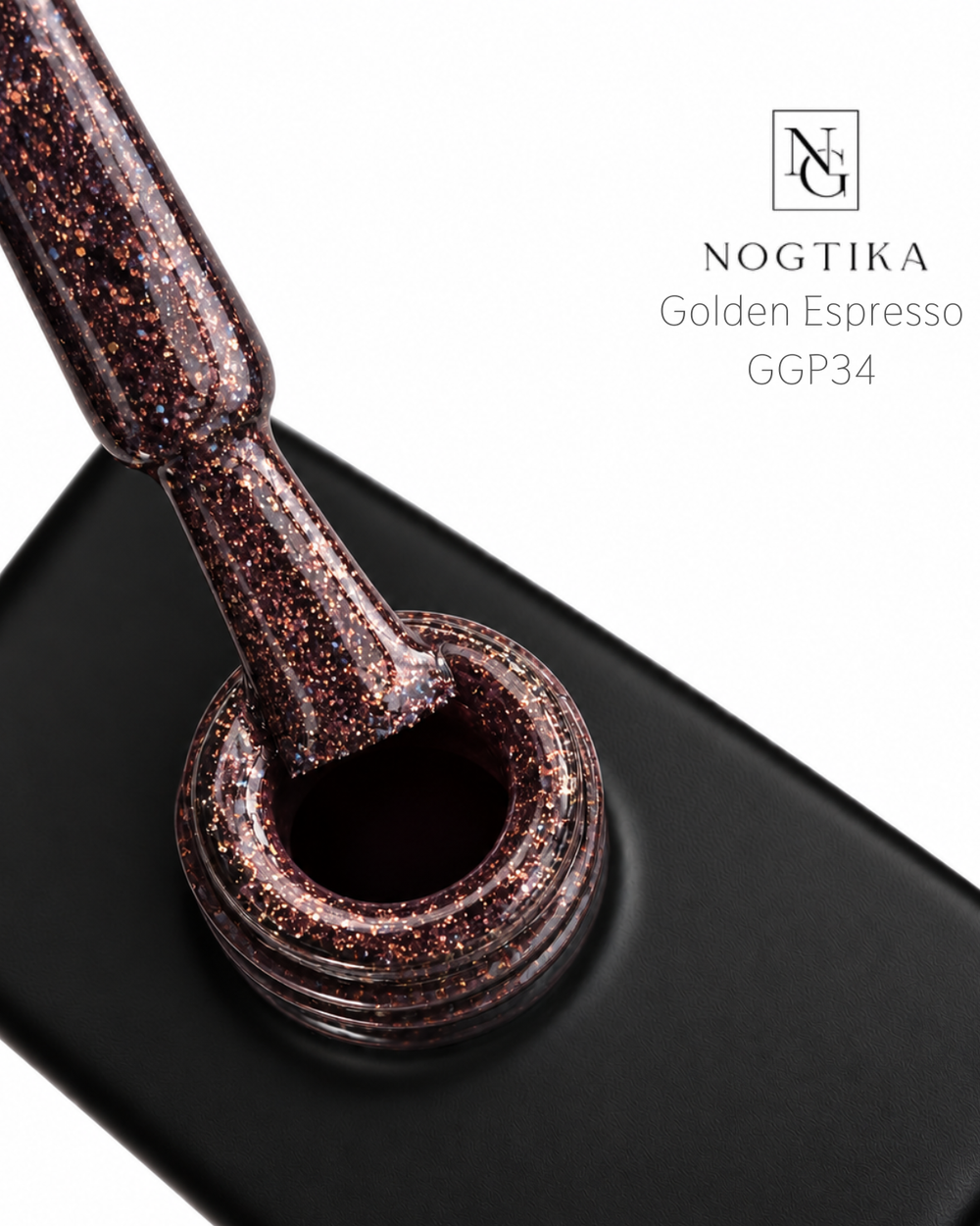 Гель-лак с блестками № 34 Golden Espresso (12 мл), без TPO