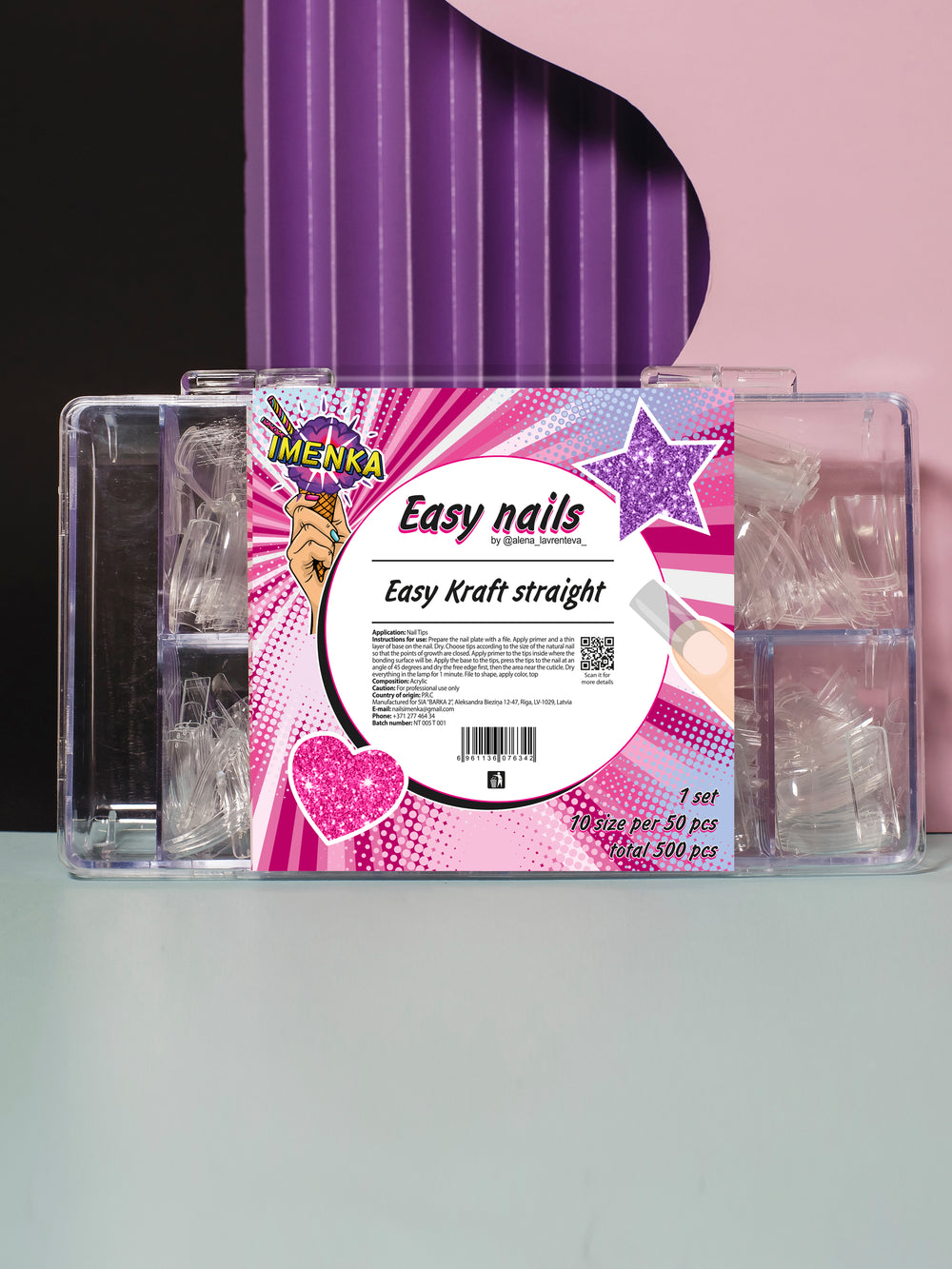 Easy Kraft 'straight' Nails Gel-Tips clear 500 pcs. by Imenka