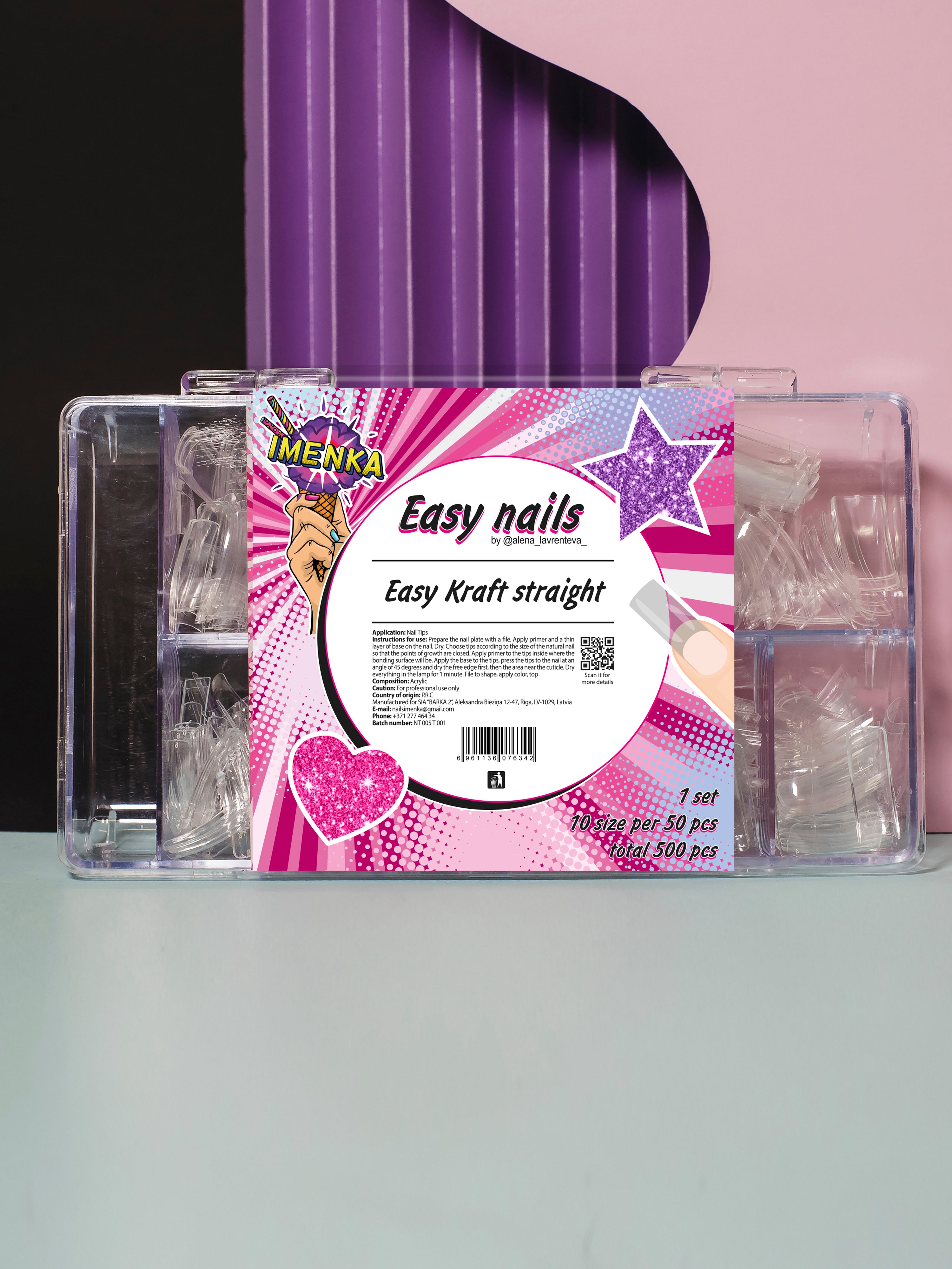 Easy Kraft "straight" Nails Gel-Tips klar 500 Stk. von Imenka