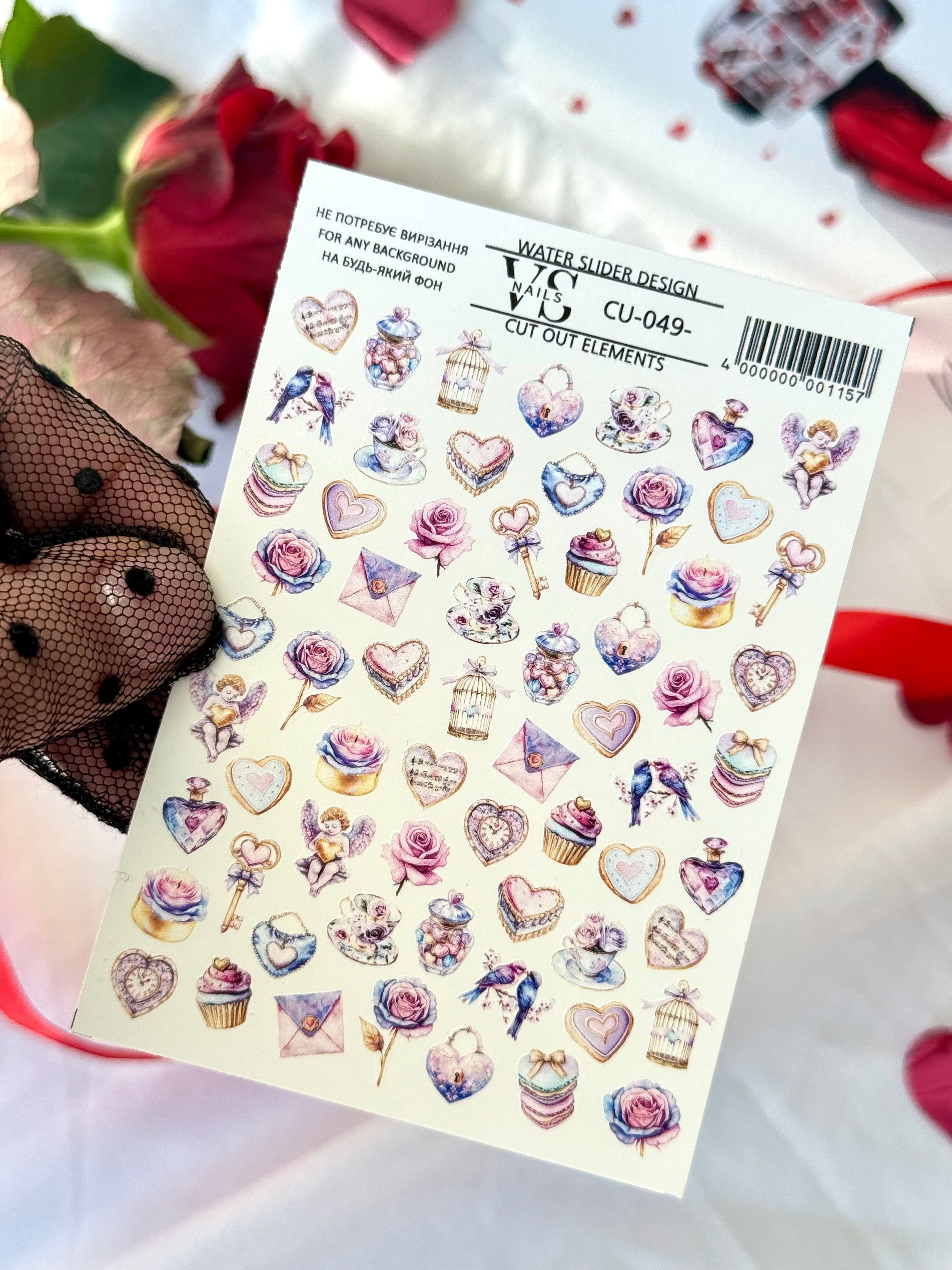 Slider CUT OUT ohne Ausschneiden (Wasserlösliche Aufkleber) CU-049 von VS Nails