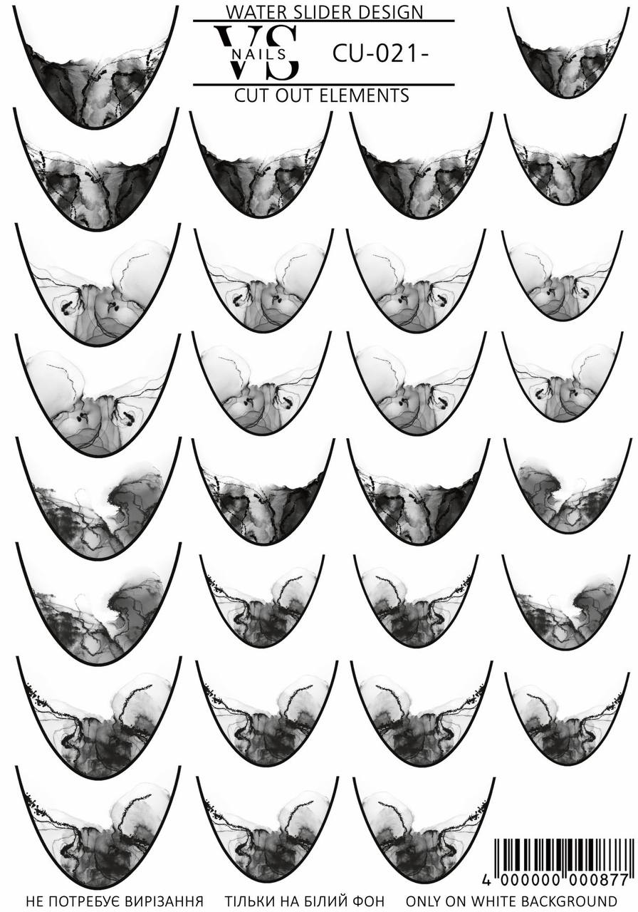 Slider CUT OUT ohne Auschneiden (Wasserlösliche Aufkleber) CU21 von VS Nails