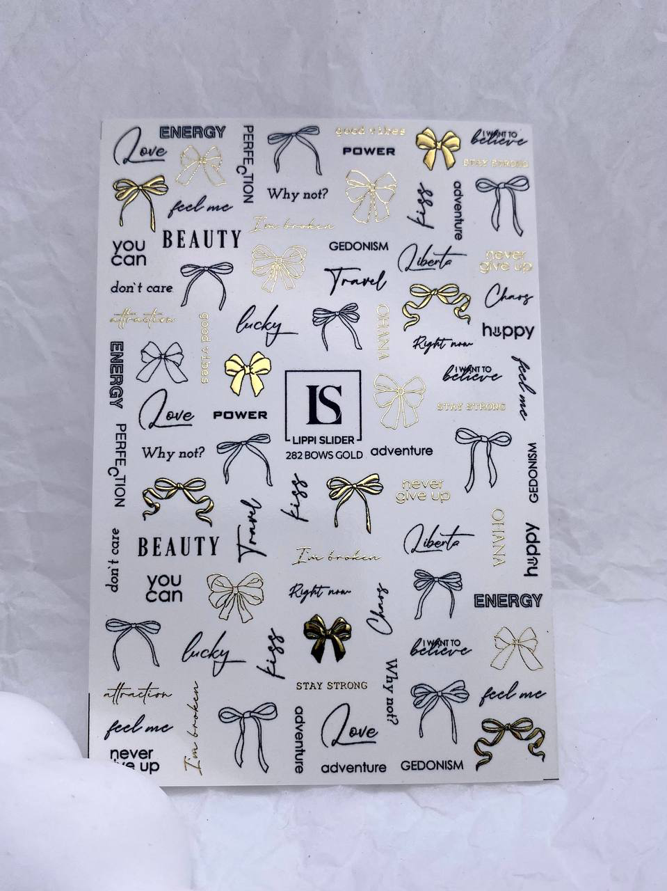 Slider "Bows Gold" 282 (Wasserlösliche Aufkleber) von Lippi Slider