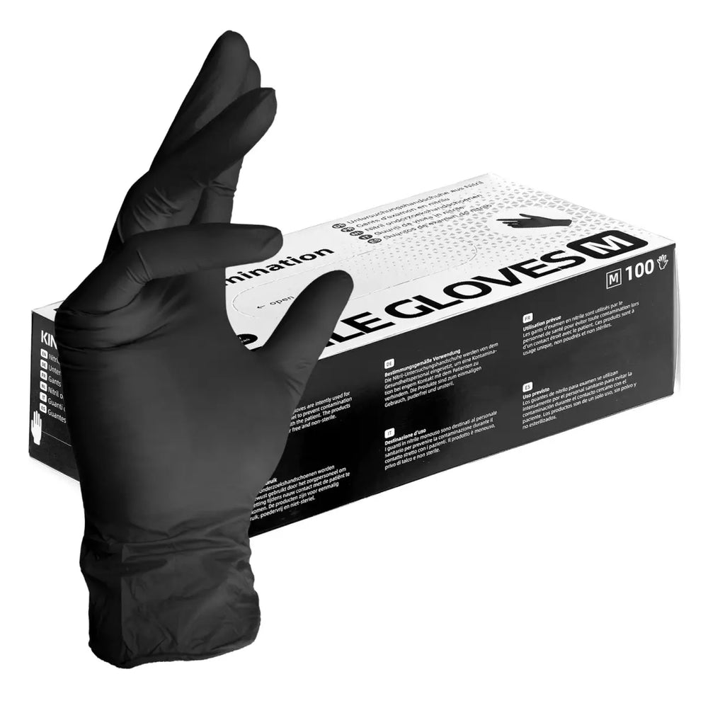 Kingfa black nitrile disposable gloves powder-free