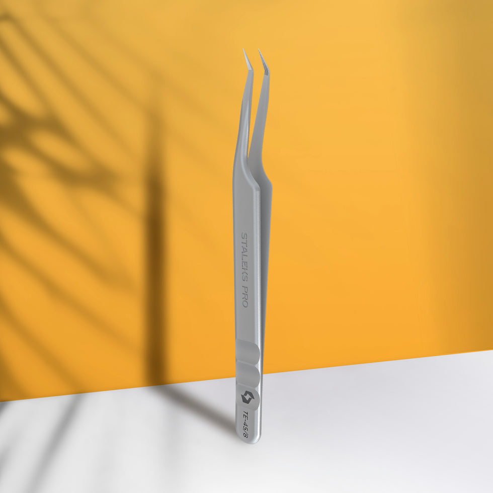 Professionelle Pinzette für Wimpern mit Nano-Kerben EXPERT 45 TYPE 8 (MINI L)