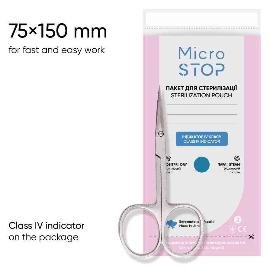 Sterilization bags 100 pcs. in 3 sizes white from MicroSTOP suitable for hot air sterilizer and autoclave